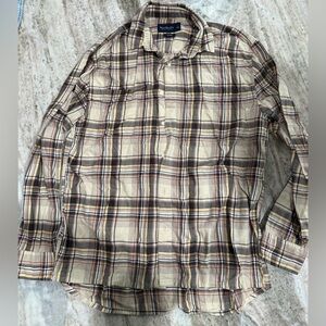 Abercrombie & Fitch Cream Plaid Button-Down Shirt